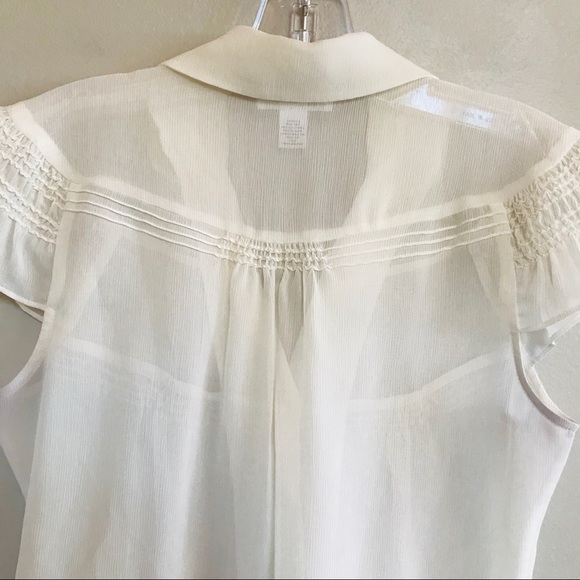 Ann Taylor Loft antique white chiffon blouse - Picture 9 of 10